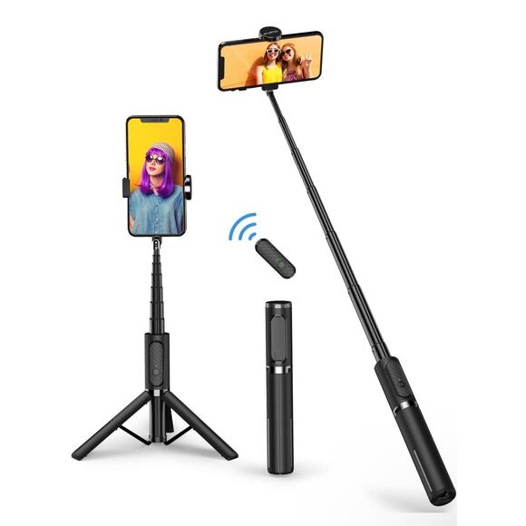 Selfie Stick Tripod, Extendable Aluminum Bluetooth Selfie Stick with Remote - Picture 1 of 7